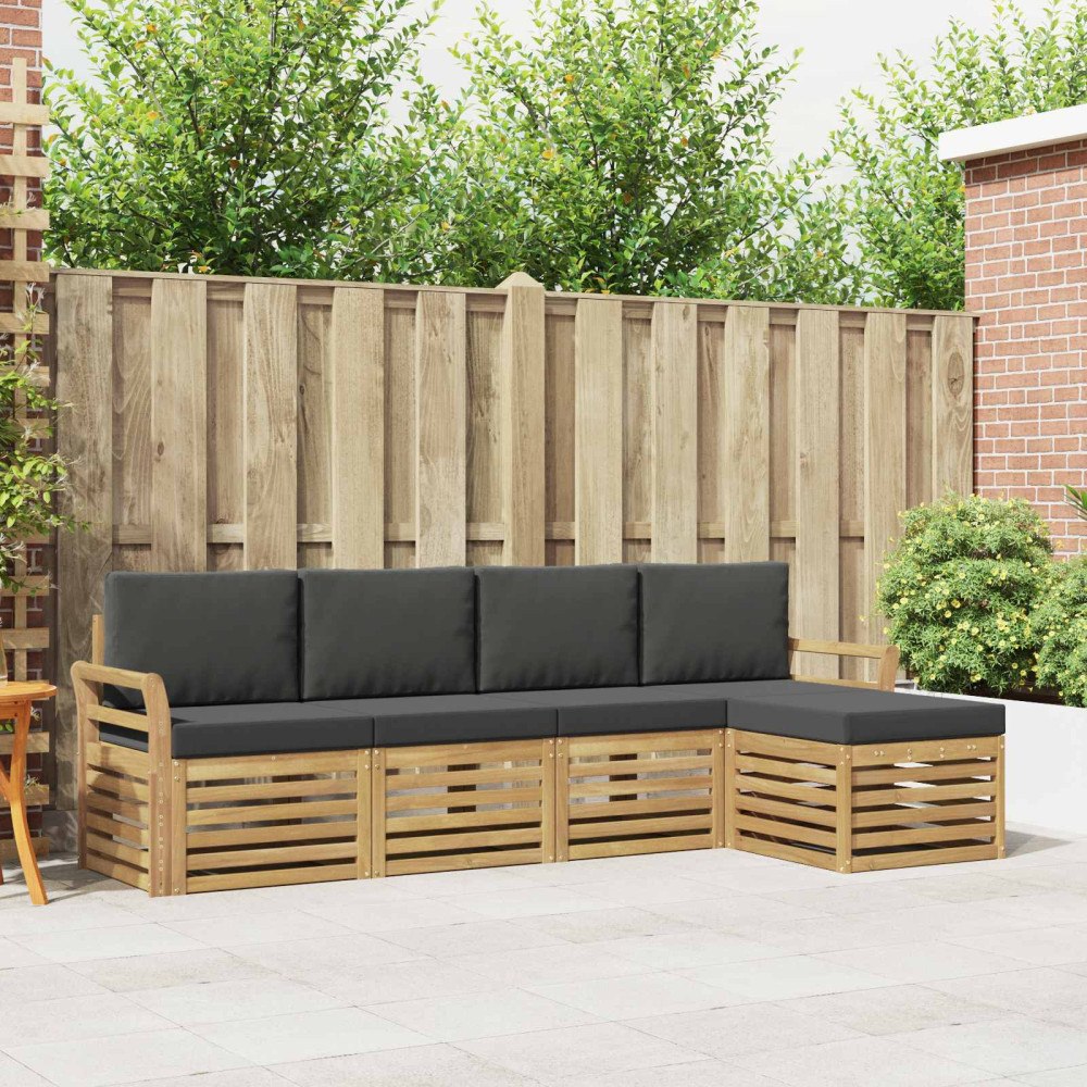 vidaXL Utomhussoffset 5 pcs Vit och antracit 253 x 122,5 x 73 cm