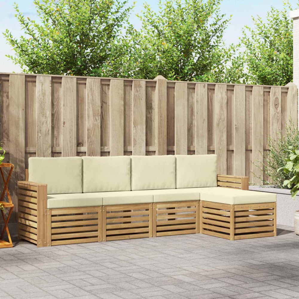 vidaXL Utomhussoffset 5 pcs Vit och grädde 257 x 122,5 x 73 cm