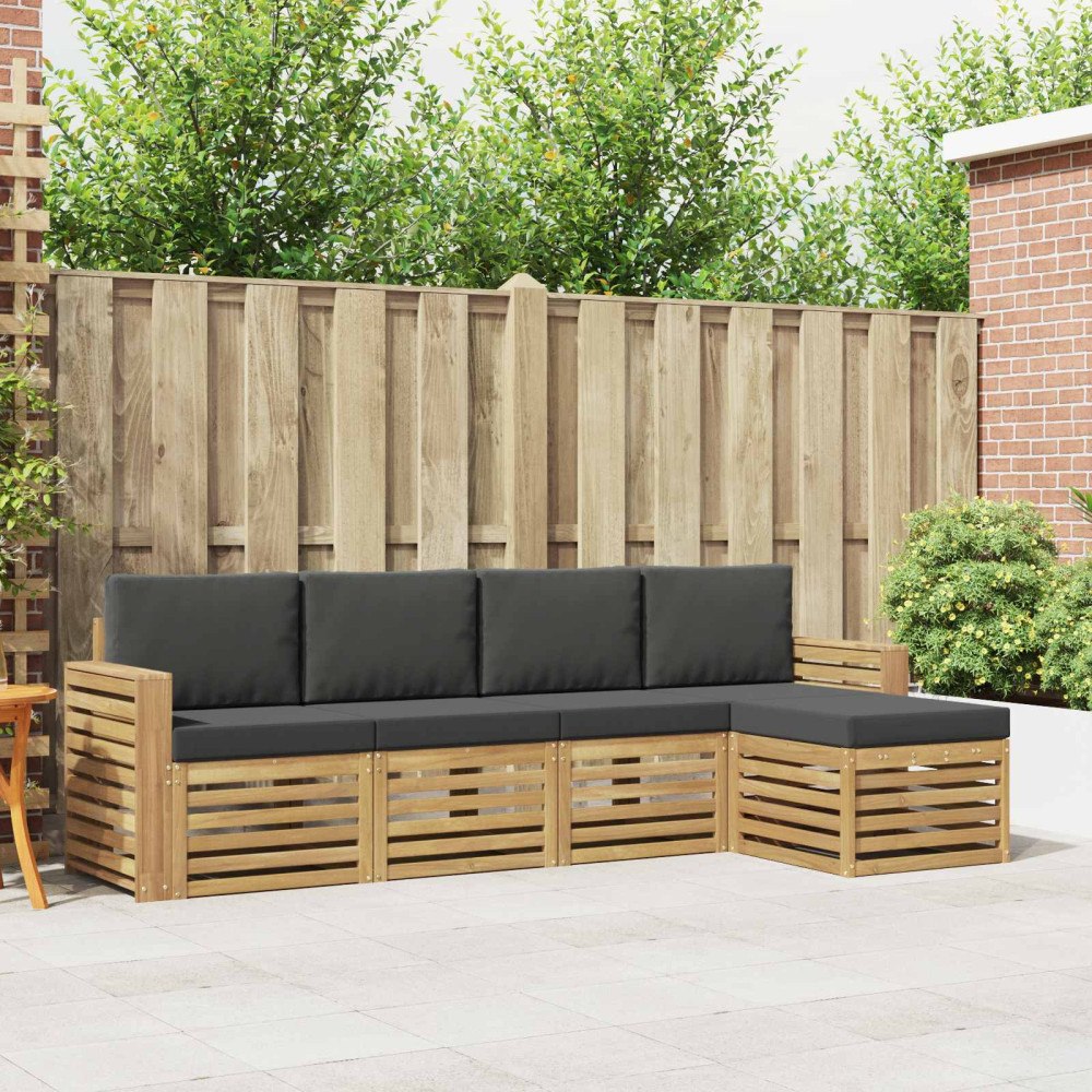 vidaXL Utomhussoffset 5 pcs Vit och antracit 257 x 122,5 x 73 cm