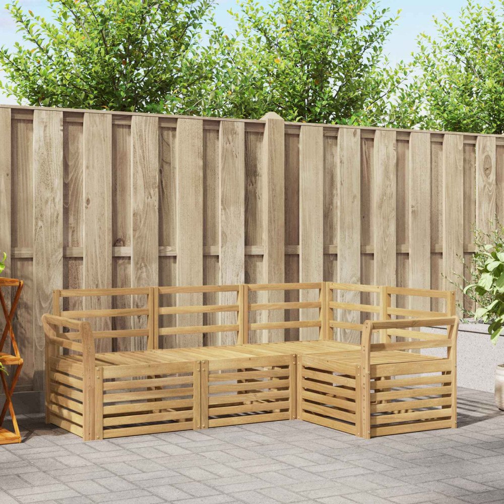 vidaXL Soffgrupper 4 pcs Vit 190 x 130,5 x 73 cm Massivt Akaciaträ