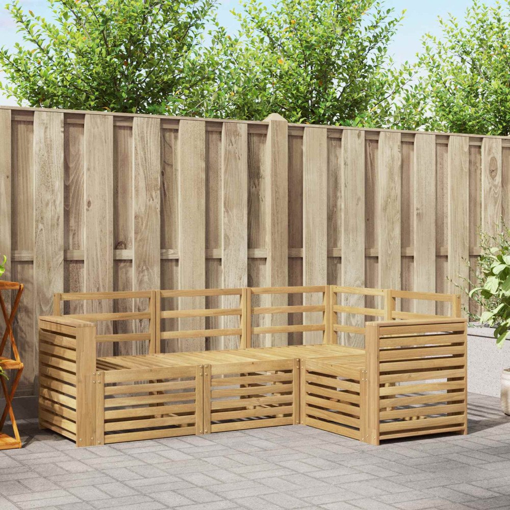 vidaXL Soffgrupper 4 pcs Vit 191 x 132,5 x 73 cm Massivt Akaciaträ