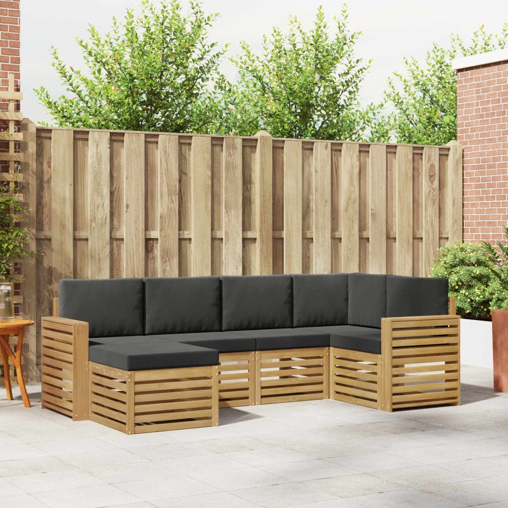 vidaXL Utomhussoffset 6 pcs Vit och antracit Polyester