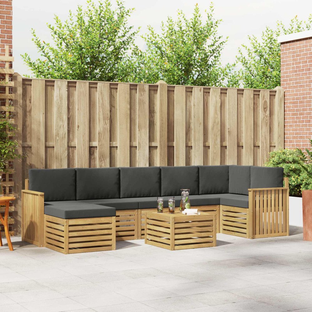 vidaXL Utomhussoffset 8 pcs Vit och antracit 59 x 59 x 37 cm Polyester