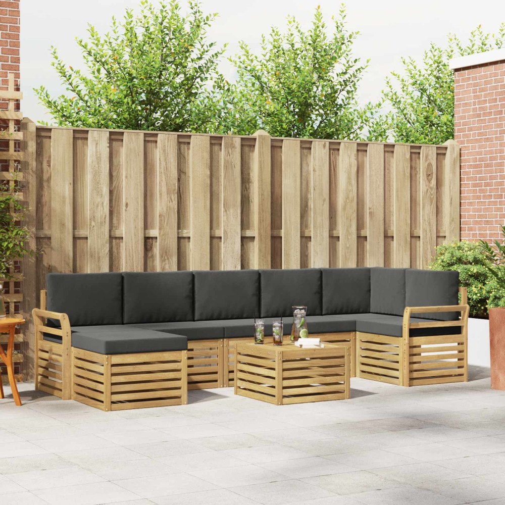 vidaXL Utomhussoffset 8 pcs Vit och antracit 59 x 59 x 37 cm Polyester