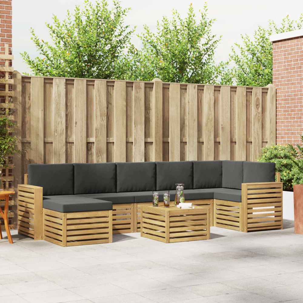 vidaXL Utomhussoffset 8 pcs Vit och antracit 59 x 59 x 37 cm Polyester