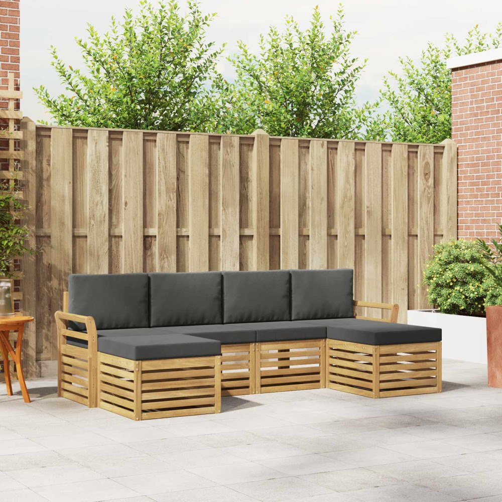 vidaXL Utomhussoffset 6 pcs Vit och antracit 253 x 122,5 x 73 cm