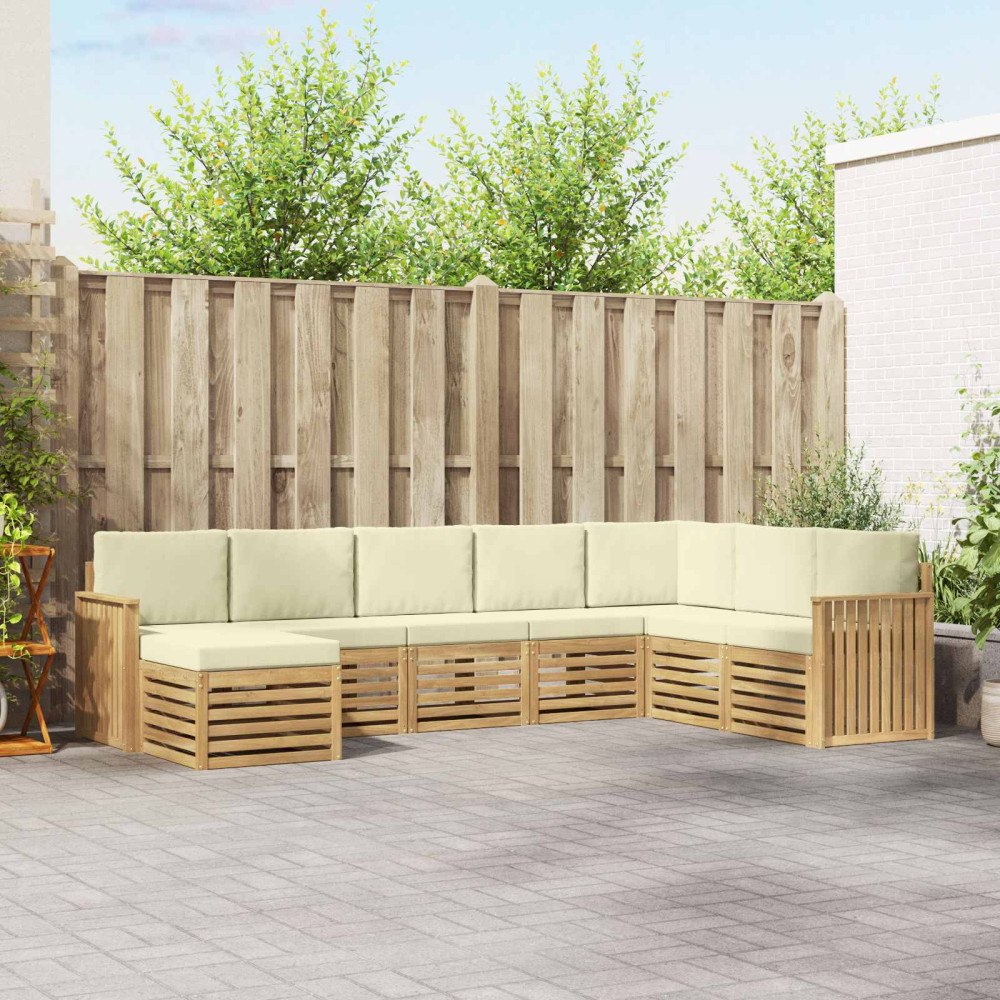 vidaXL Utomhussoffset 8 pcs Vit och grädde 306 x 187,5 x 73 cm