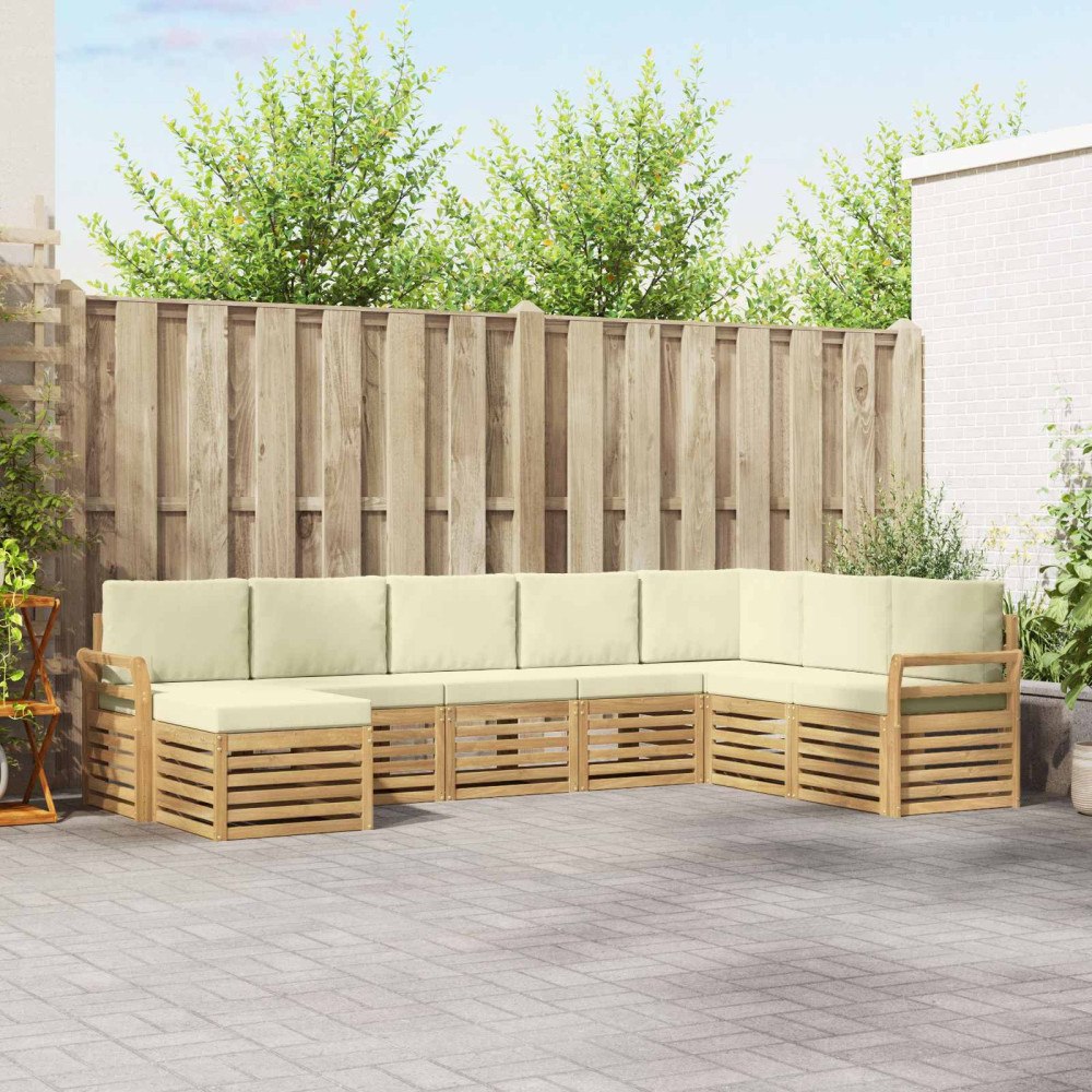 vidaXL Utomhussoffset 8 pcs Vit och grädde 308 x 190 x 73 cm Polyester