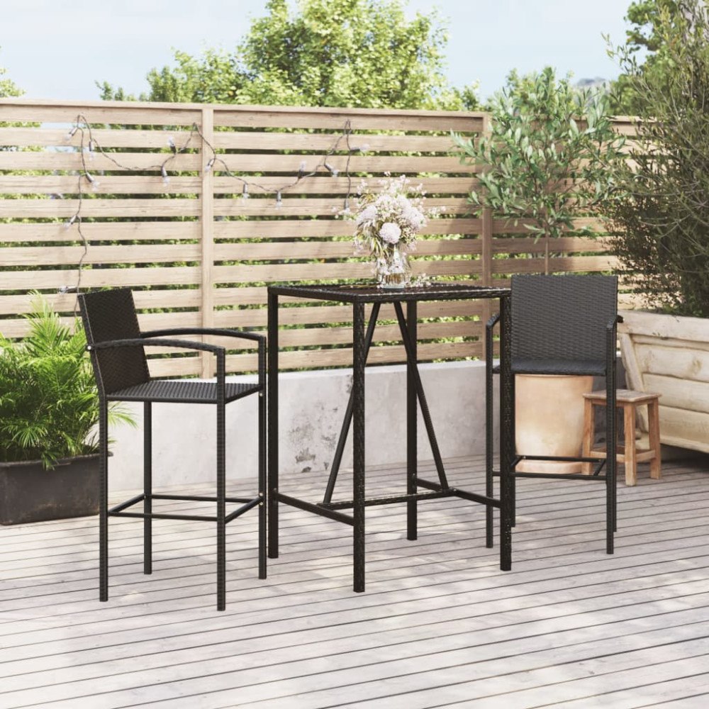 vidaXL Bargrupp för trädgården 3 delar svart konstrotting