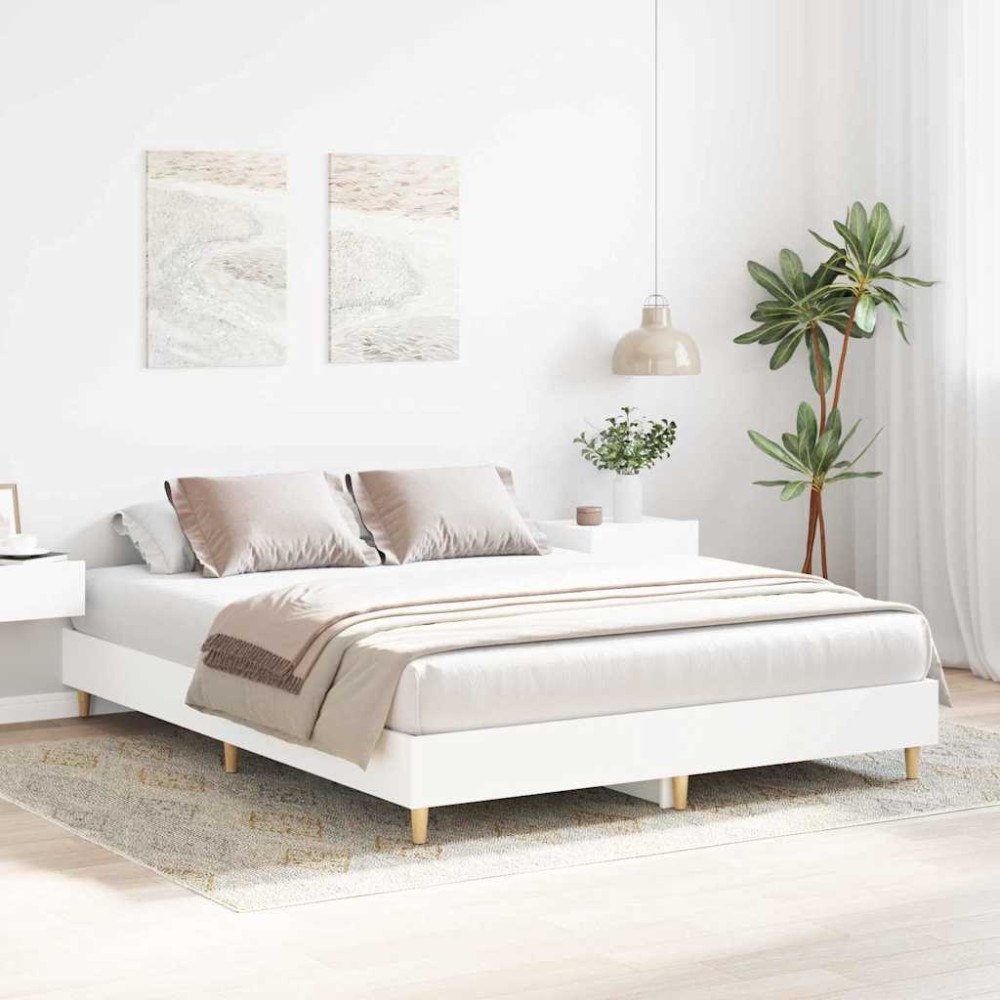 vidaXL Sängram 2 st Vit 152 x 203 cm Konstruerat trä