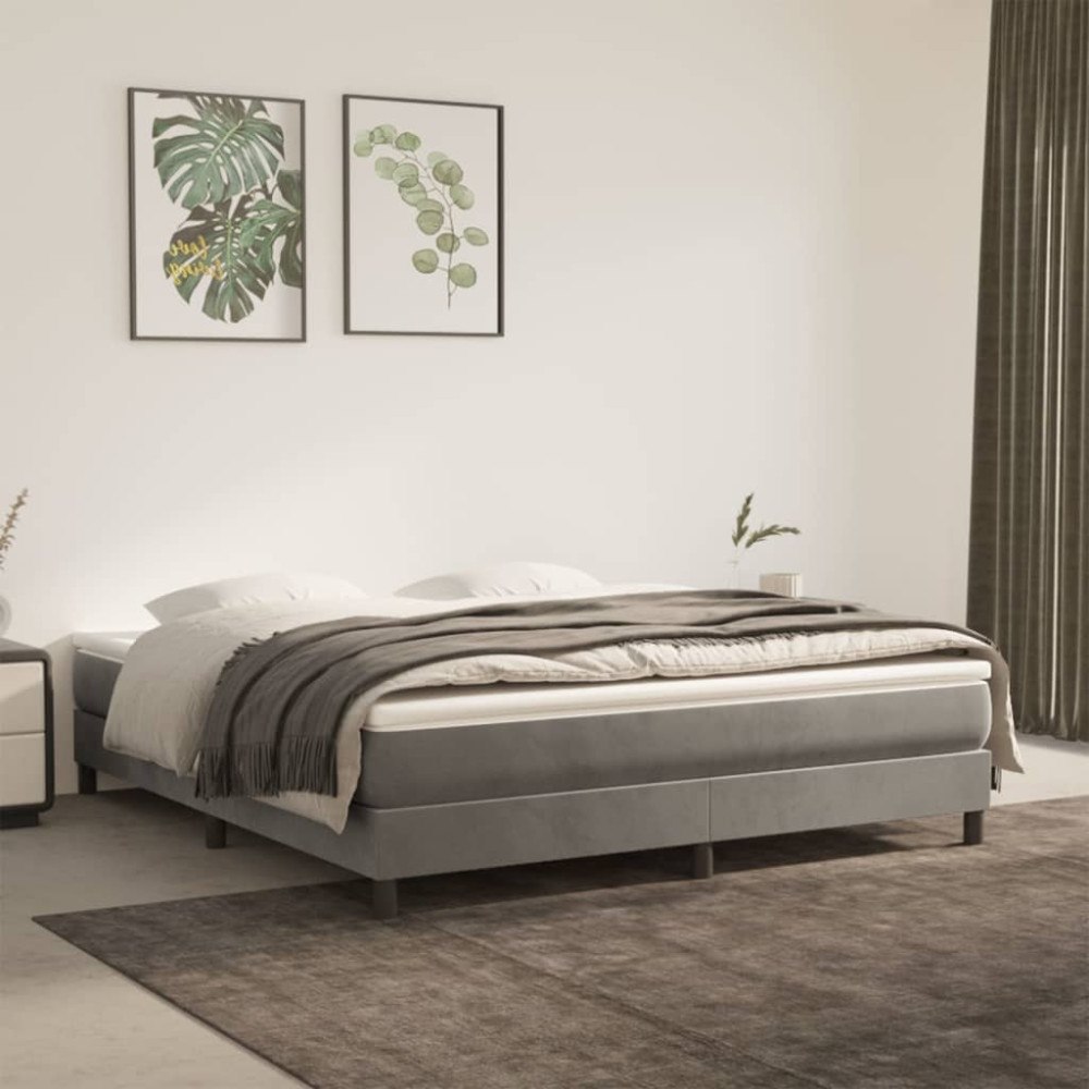 vidaXL Pocketresårmadrass medium ljusgrå 152x203x20 cm sammet