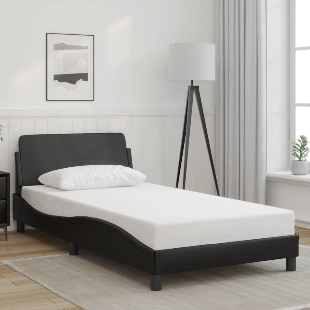 vidaXL Bed Frame "Dover" Black 100x190 cm Faux Leather