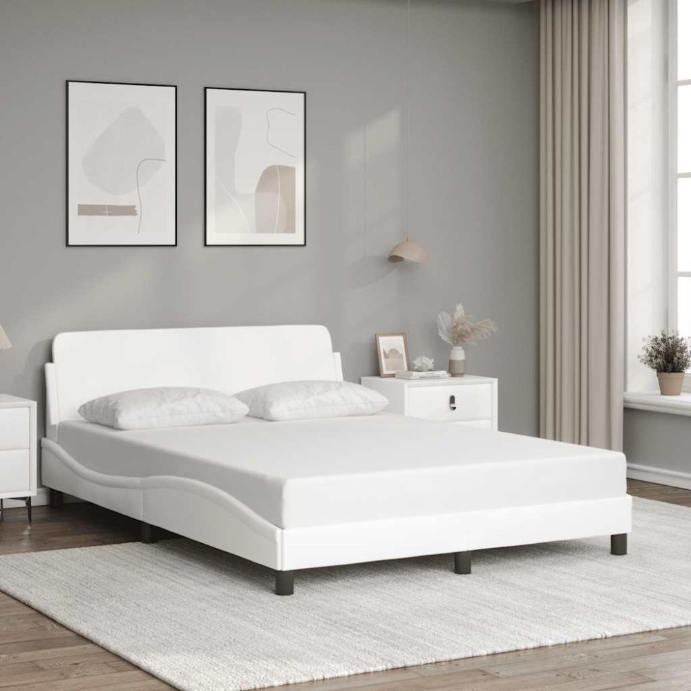 vidaXL Bed Frame "Dover" White 137x190 cm Faux Leather