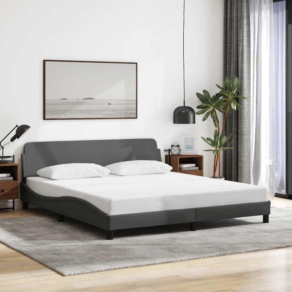 vidaXL Bed Frame "Dover" Dark Grey 152x203 cm Fabric