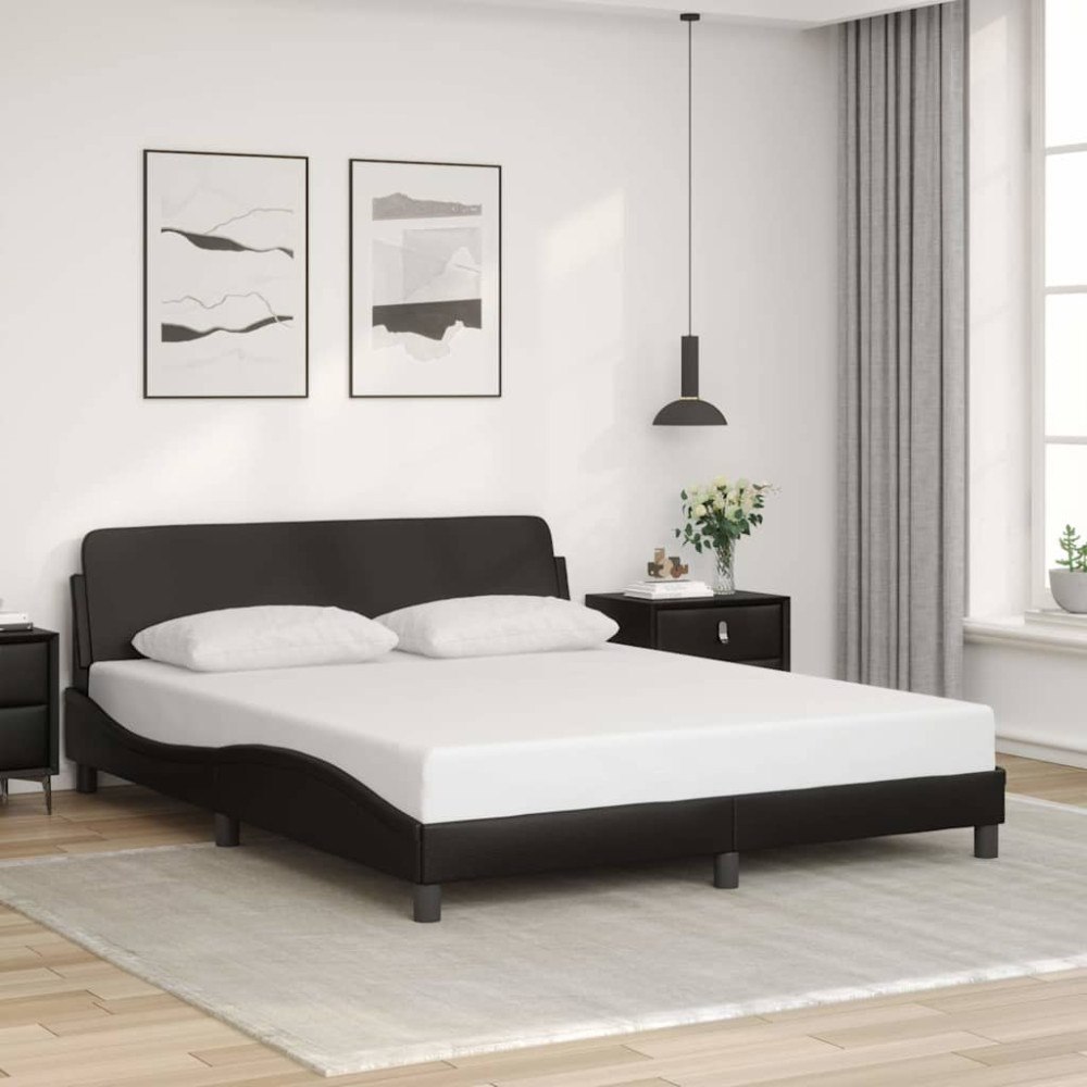 vidaXL Bed Frame "Dover" Black 152x203 cm Faux Leather