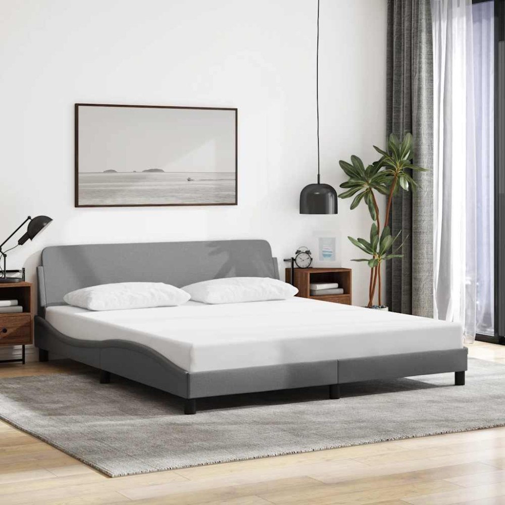 vidaXL Bed Frame "Dover" Light Grey 183x213 cm Fabric