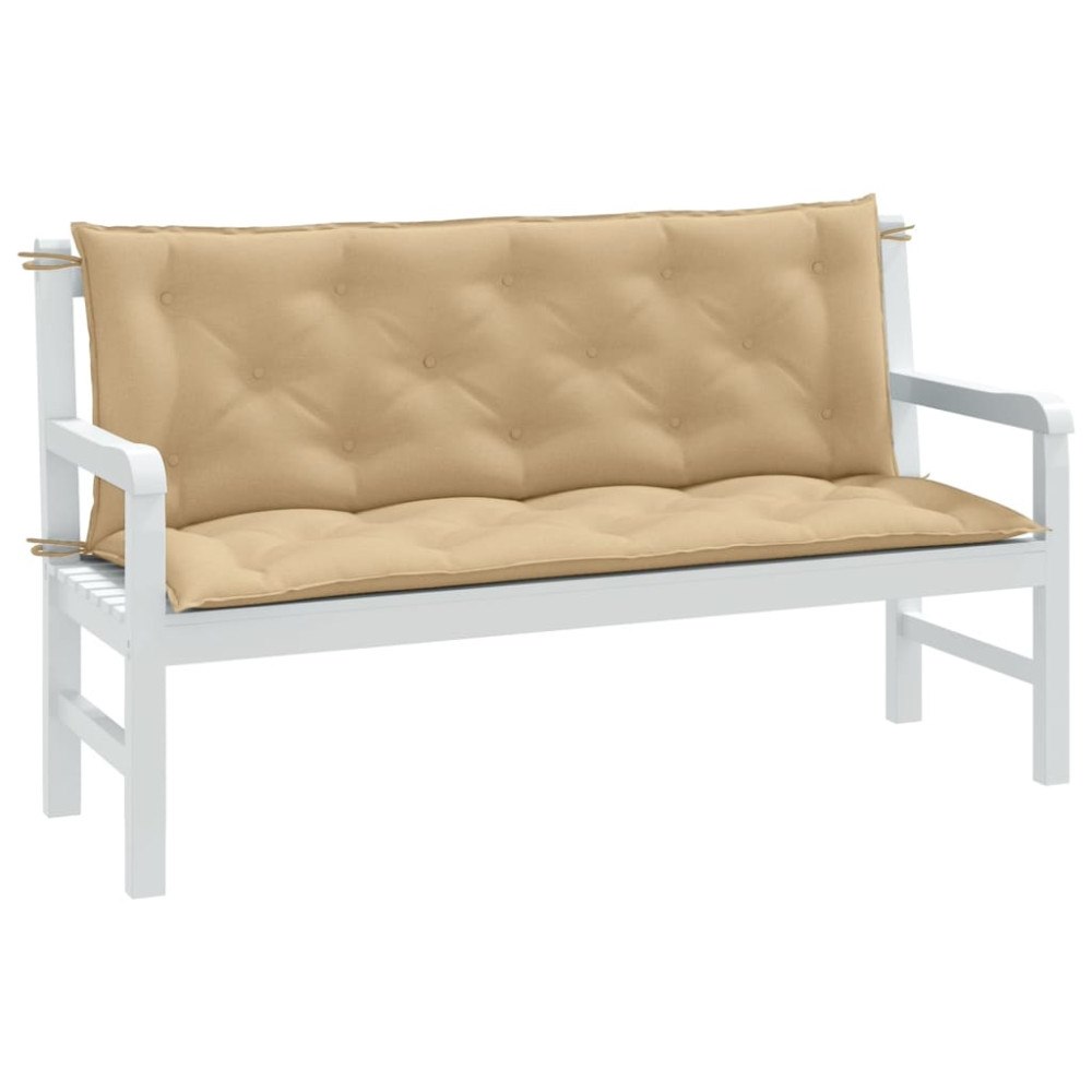 vidaXL Bänkdyna 2 st melerad beige 150x50x7 cm tyg