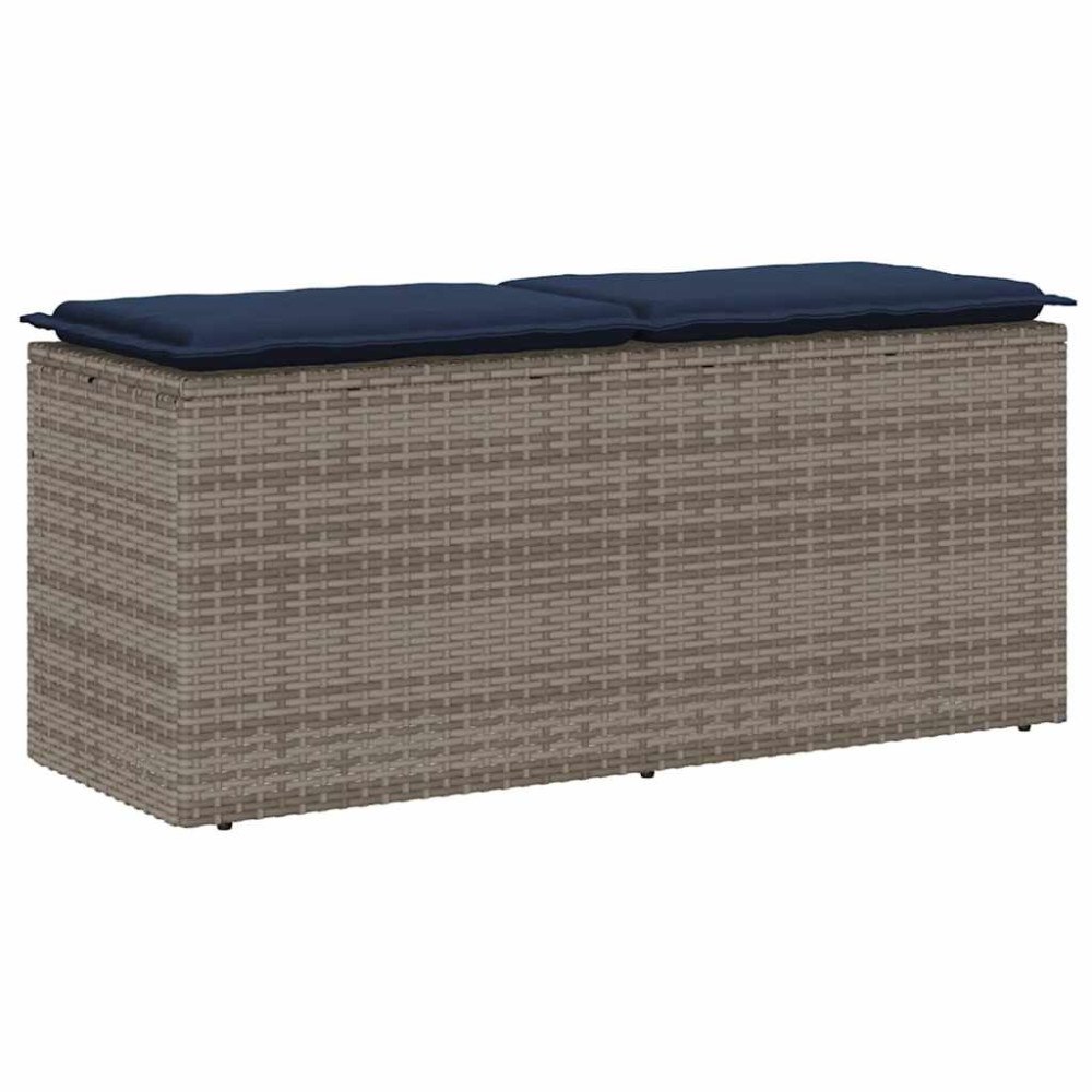 vidaXL Trädgårdsbänk med dyna grå 110x40x44 cm konstrotting