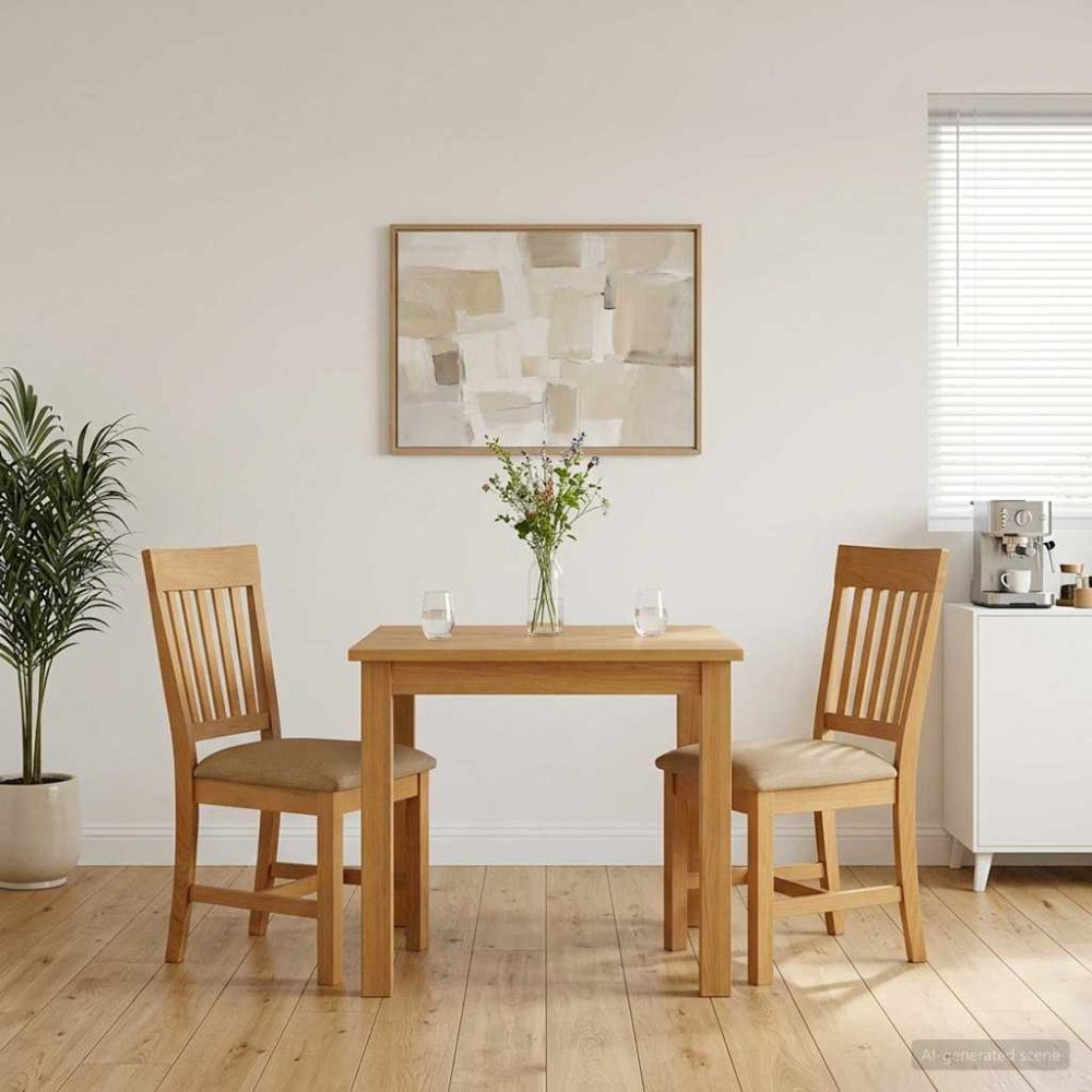 vidaXL Matstol 2 pcs Massivt Ekträ Beige 45 x 59 x 92 cm