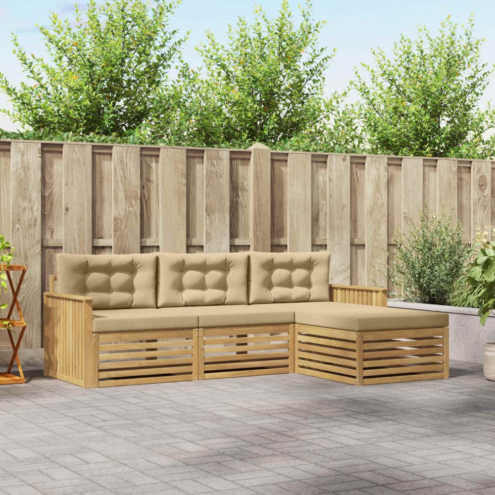 vidaXL Utomhussoffset 4 pcs Vit och Beige