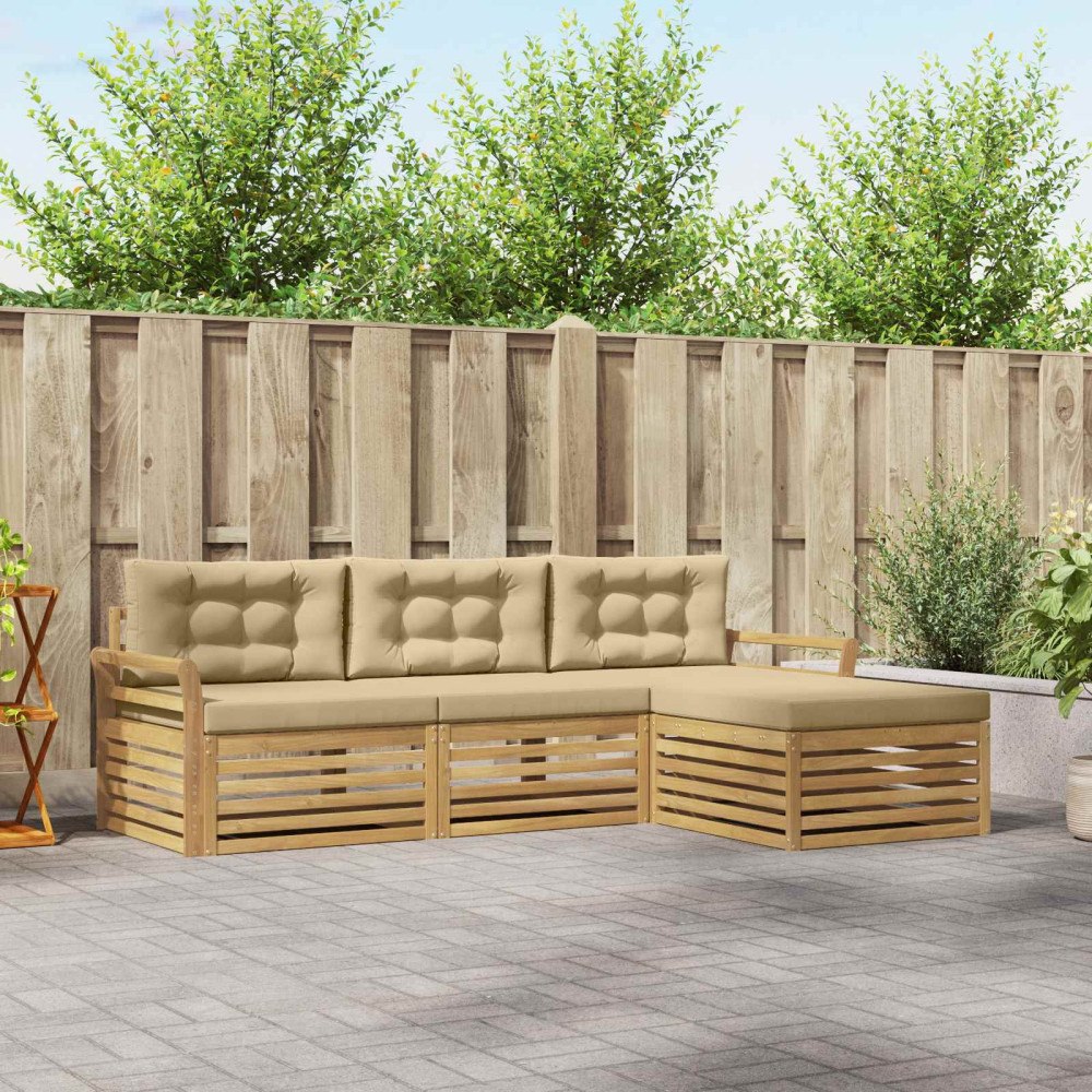 vidaXL Utomhussoffset 4 pcs Vit och Beige