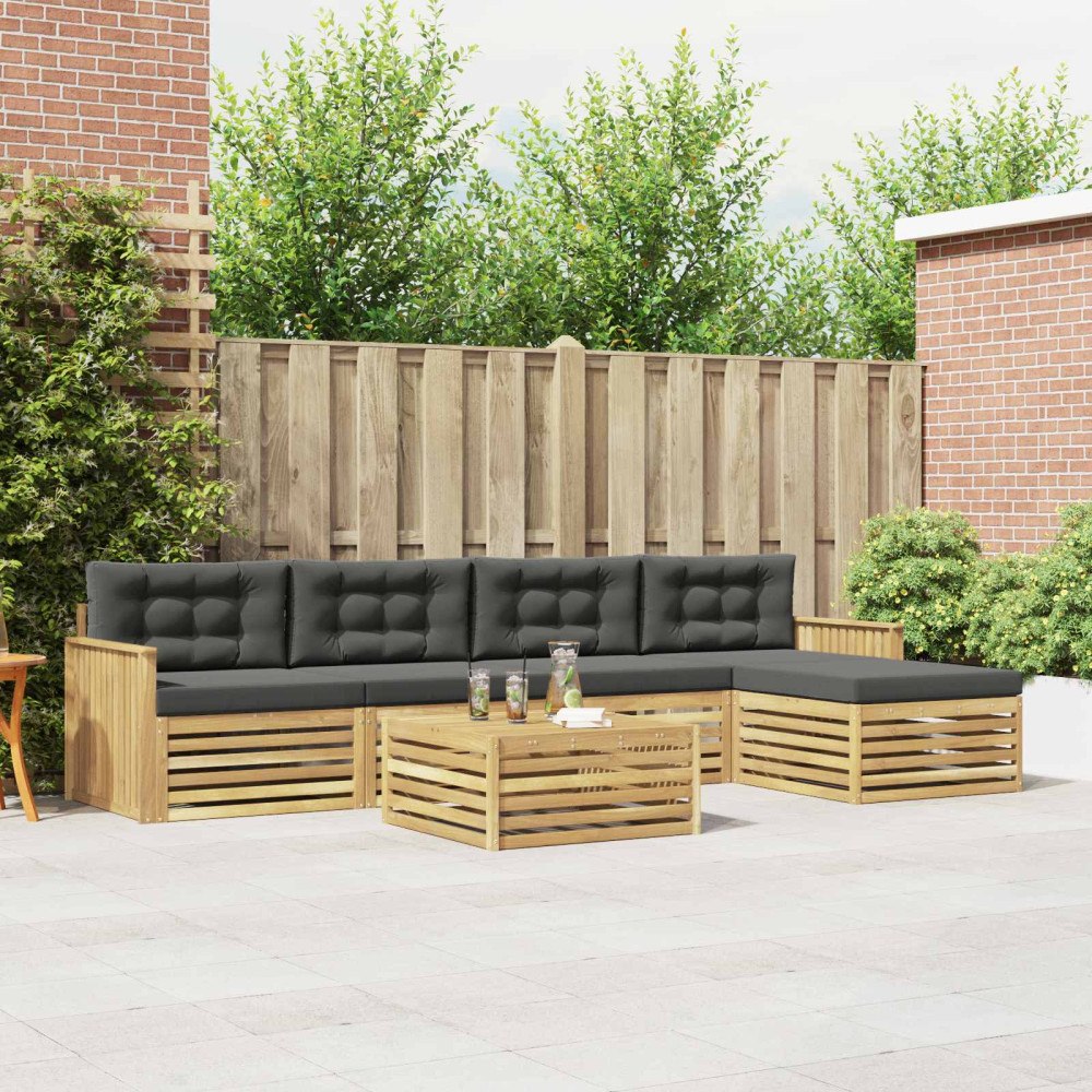vidaXL Utomhussoffset 6 pcs Vit och antracit 79 x 79 x 37 cm Polyester