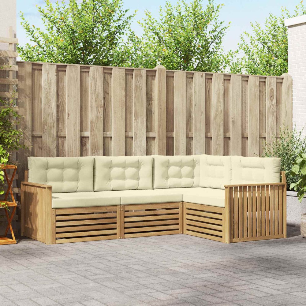 vidaXL Utomhussoffset 4 pcs Vit och grädde 247,5 x 168,5 x 73 cm