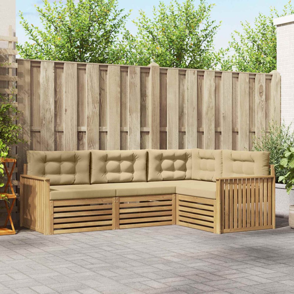 vidaXL Utomhussoffset 4 pcs Vit och Beige 247,5 x 168,5 x 73 cm