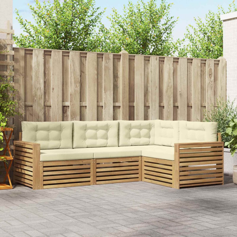vidaXL Utomhussoffset 4 pcs Vit och grädde 251,5 x 172,5 x 73 cm