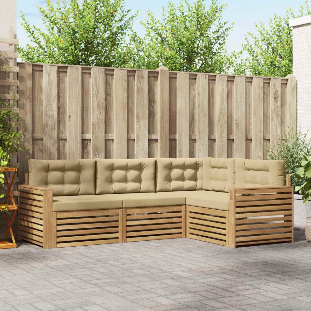 vidaXL Utomhussoffset 4 pcs Vit och Beige 251,5 x 172,5 x 73 cm