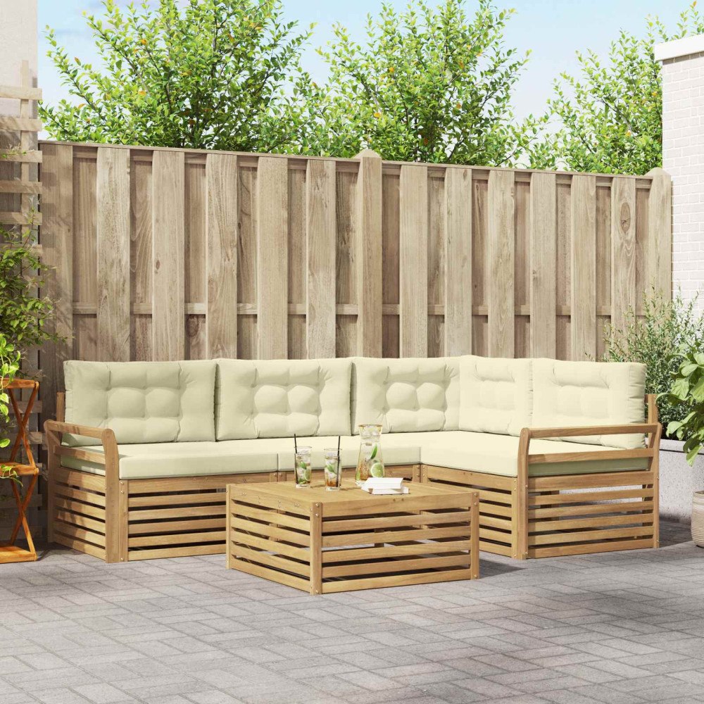 vidaXL Utomhussoffset 5 pcs Vit och grädde 79 x 79 x 37 cm Polyester