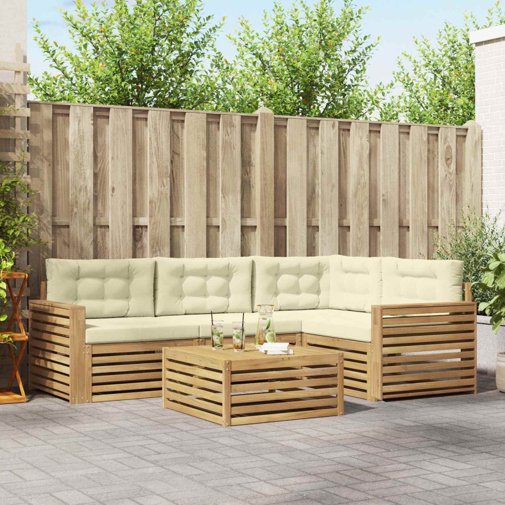 vidaXL Utomhussoffset 5 pcs Vit och grädde 79 x 79 x 37 cm Polyester