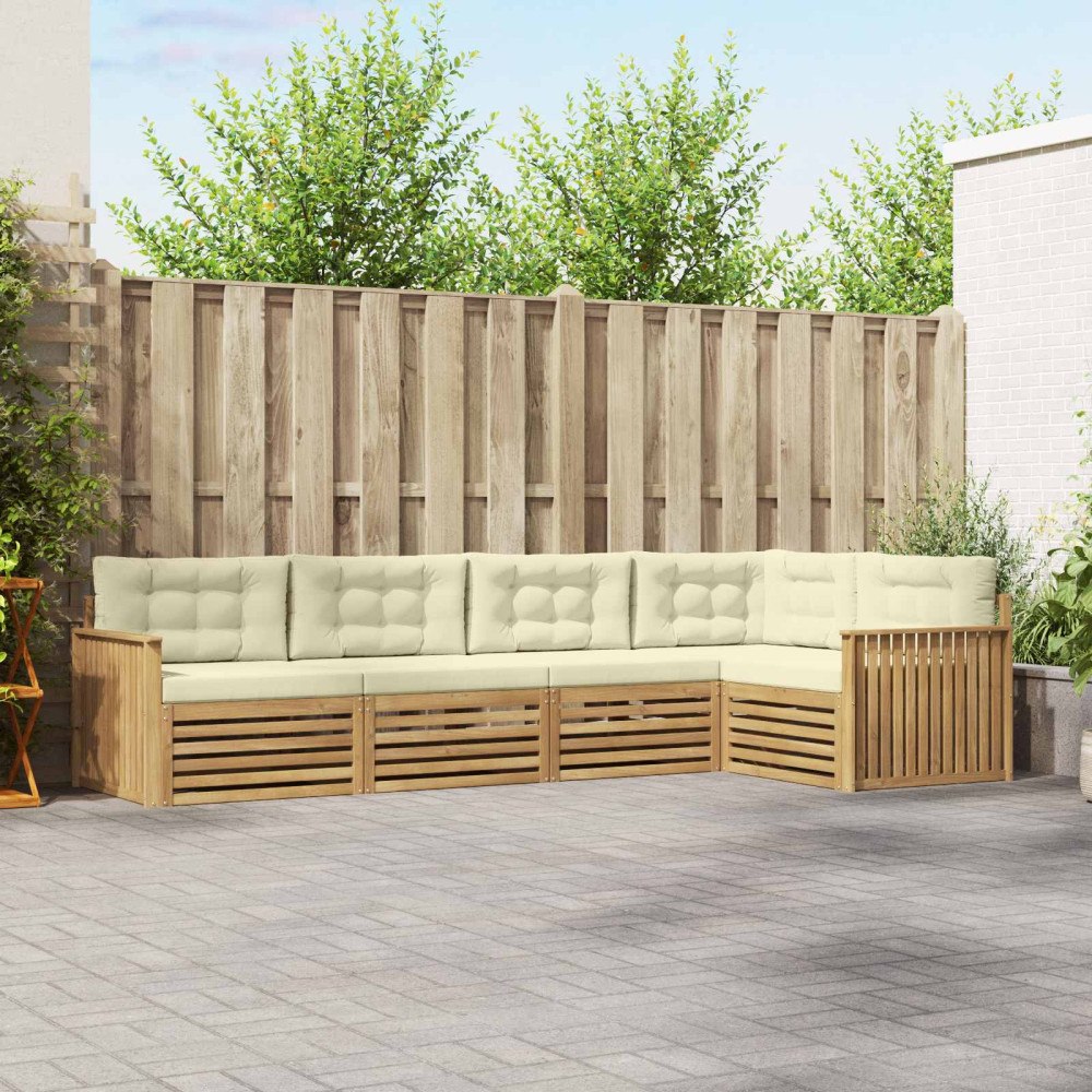 vidaXL Utomhussoffset 5 pcs Vit och grädde 327 x 168,5 x 73 cm
