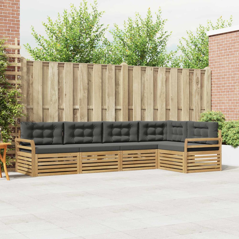 vidaXL Utomhussoffset 5 pcs Vit och antracit 329 x 170,5 x 73 cm