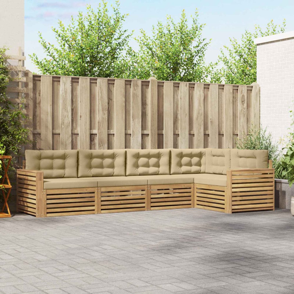 vidaXL Utomhussoffset 5 st Vit och Beige Polyester