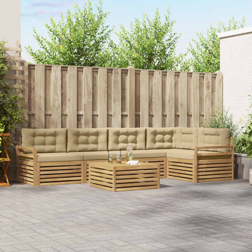 vidaXL Utomhussoffset 6 st Vit och Beige Polyester