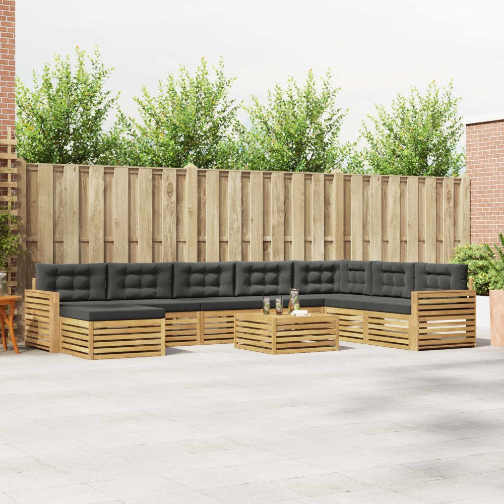 vidaXL Utomhussoffset 9 pcs Vit och antracit Massivt Akaciaträ