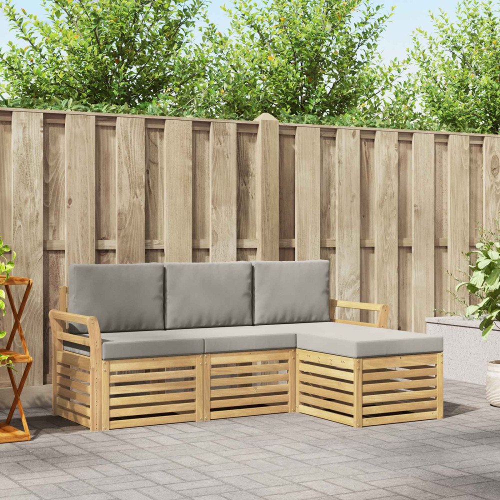 vidaXL Utomhussoffset 4 pcs Vit och ljusgrå 193,5 x 122,5 x 73 cm