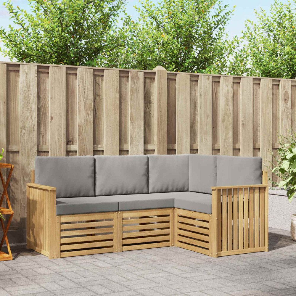 vidaXL Soffgrupper 4 pcs Vit och ljusgrå 187,5 x 128,5 x 73 cm
