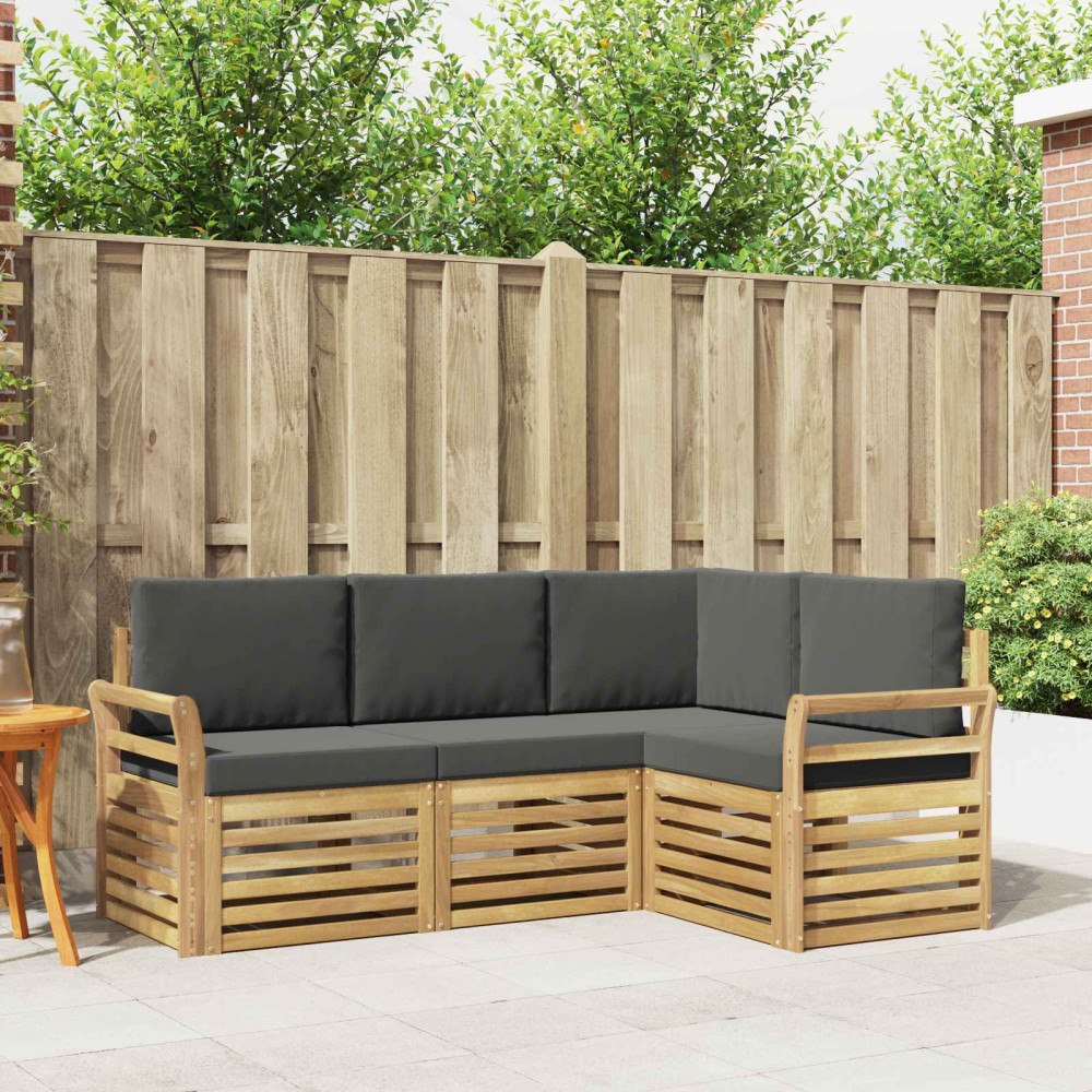 vidaXL Soffgrupper 4 pcs Vit och antracit 190 x 130,5 x 73 cm