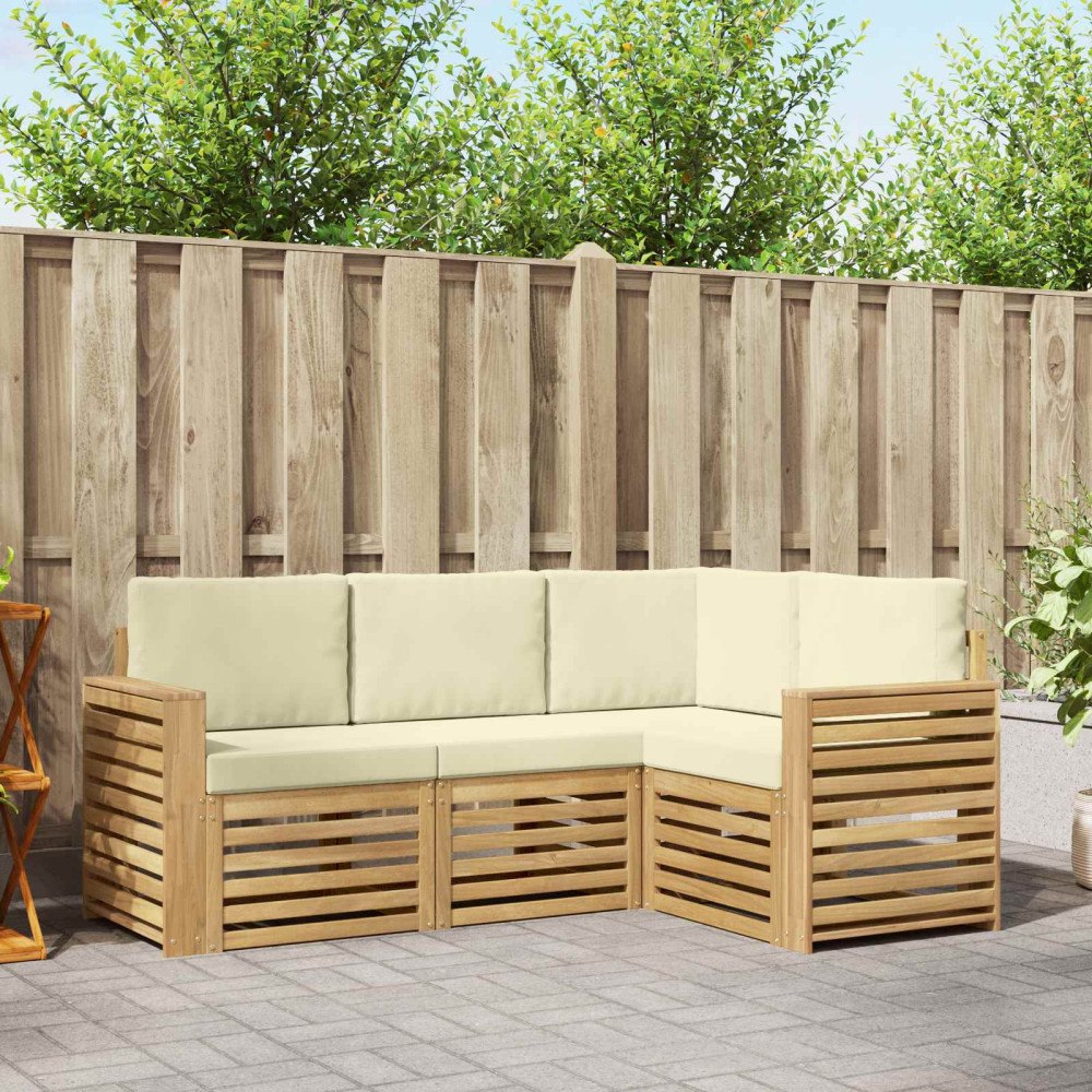 vidaXL Soffgrupper 4 pcs Vit och grädde 191 x 132,5 x 73 cm Polyester