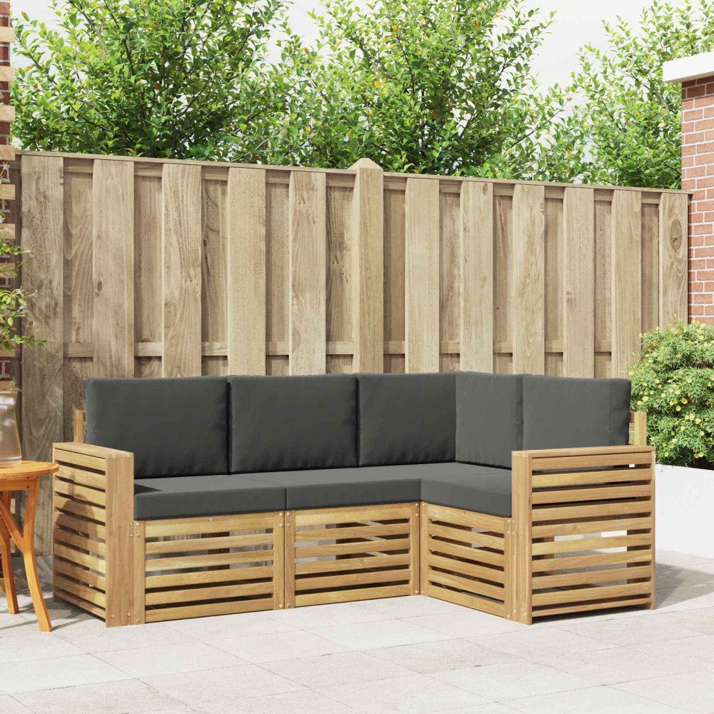 vidaXL Soffgrupper 4 pcs Vit och antracit 191 x 132,5 x 73 cm