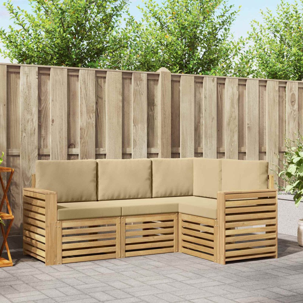 vidaXL Soffgrupper 4 pcs Vit och Beige 191 x 132,5 x 73 cm Polyester