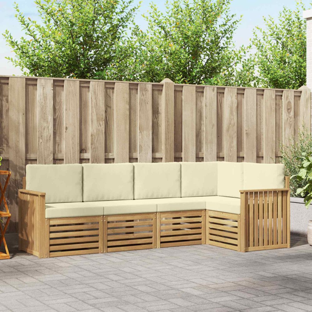 vidaXL Utomhussoffset 5 pcs Vit och grädde 247 x 128,5 x 73 cm