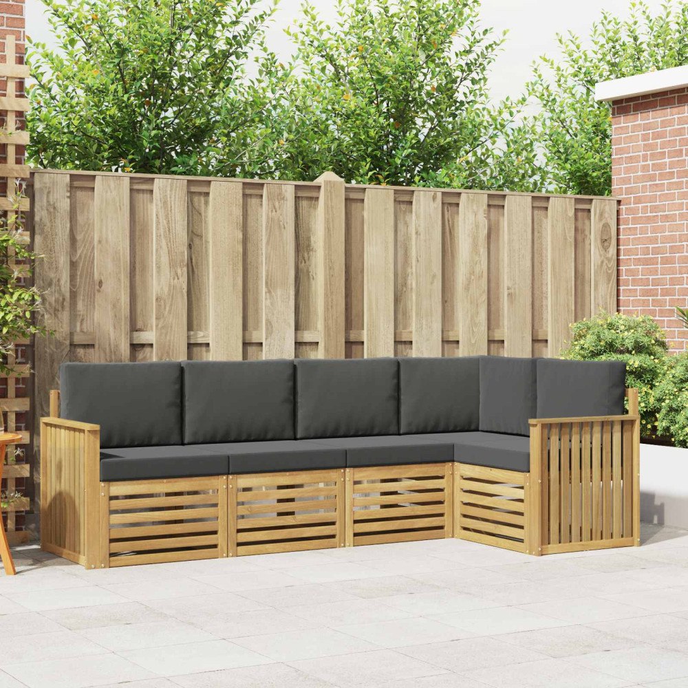 vidaXL Utomhussoffset 5 pcs Vit och antracit 247 x 128,5 x 73 cm