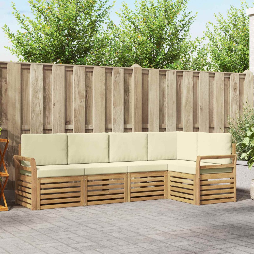 vidaXL Utomhussoffset 5 pcs Vit och grädde 249 x 130,5 x 73 cm