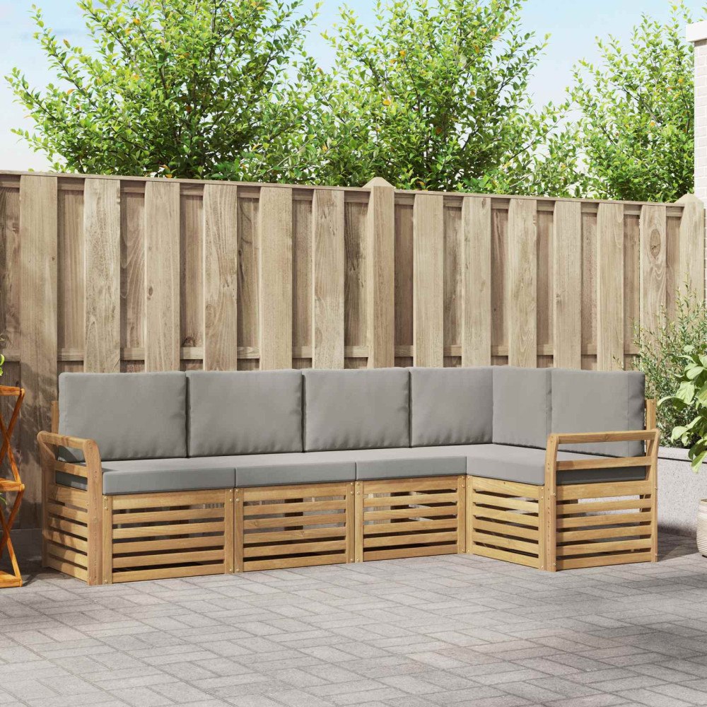 vidaXL Utomhussoffset 5 pcs Vit och ljusgrå 249 x 130,5 x 73 cm