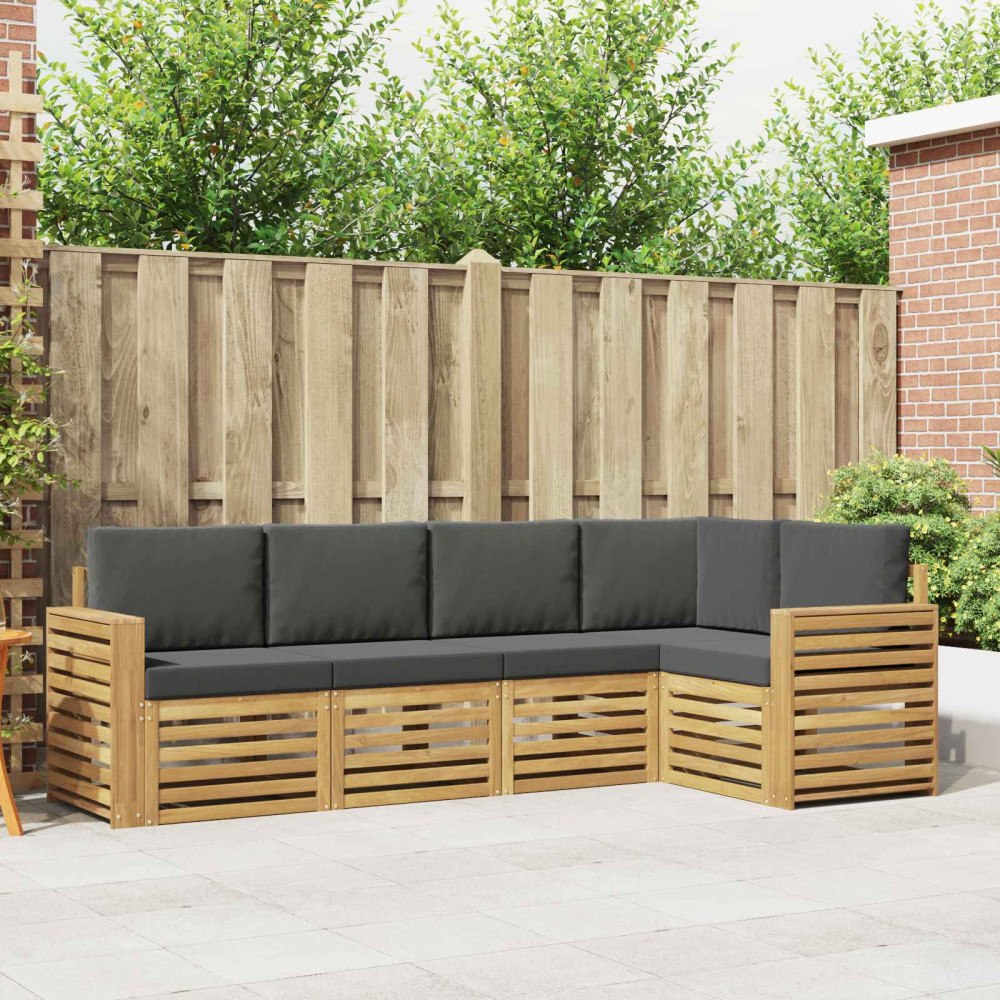 vidaXL Utomhussoffset 5 pcs Vit och antracit 251 x 132,5 x 73 cm