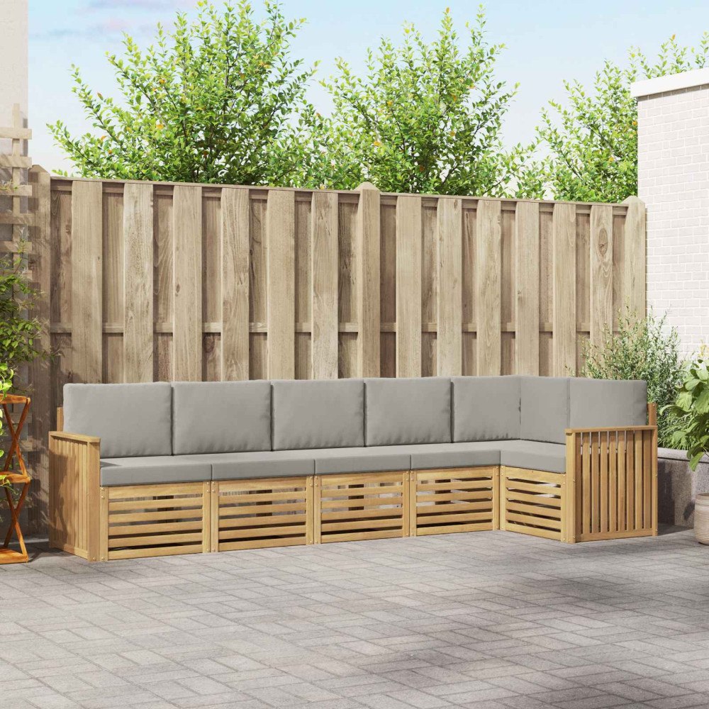 vidaXL Utomhussoffset 6 pcs Vit och ljusgrå 306 x 128,5 x 73 cm