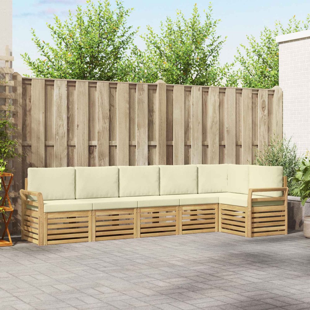 vidaXL Utomhussoffset 6 pcs Vit och grädde 308 x 130,5 x 73 cm